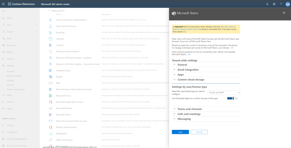 Attivare Microsoft Teams per l'organizzazione.