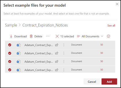 Selezionare i file di esempio.