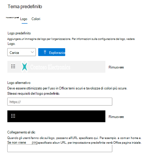 Screenshot: scheda Logo che mostra le opzioni del logo