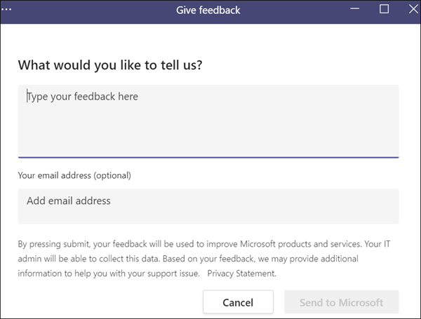 Screenshot: esempio di feedback nel prodotto in Teams