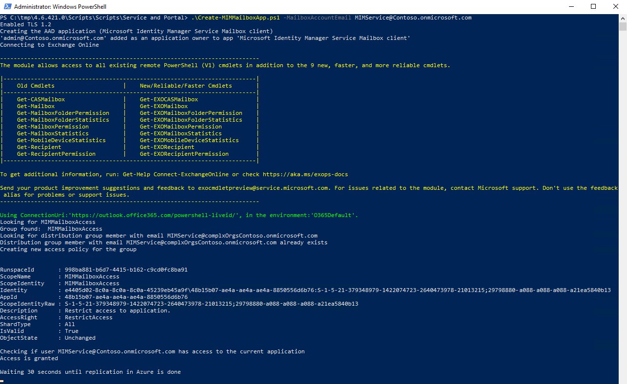 immagine di output dello script PowerShell