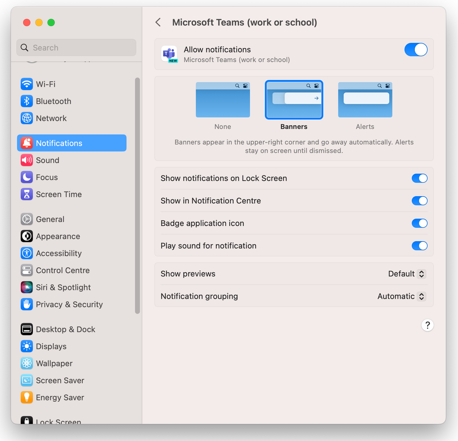 nuovi team per le notifiche macOS Ventura Sonoma