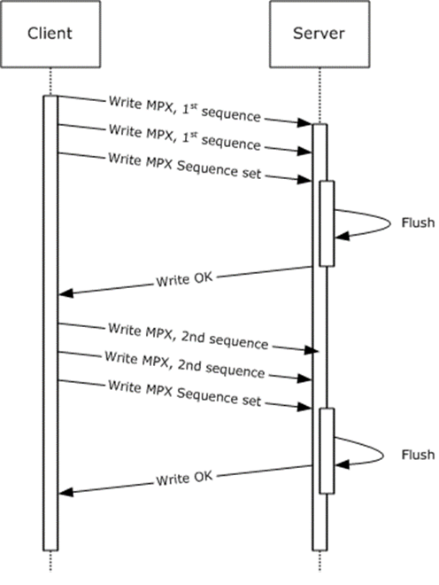 Multiplexed Write request/response message flow