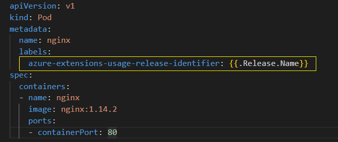 Screenshot delle richieste di risorse CPU in un file pods.yaml. Il contenuto è simile al file pods.yaml di esempio collegato in questo articolo.