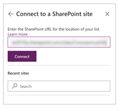 URL del sito SharePoint.