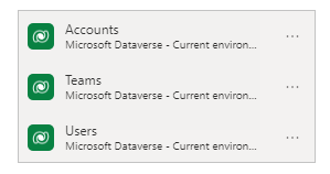 Tabelle Account, Team e Utenti nel riquadro Dati.