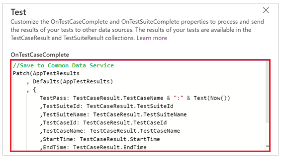 Esempio di OnTestCaseComplete.