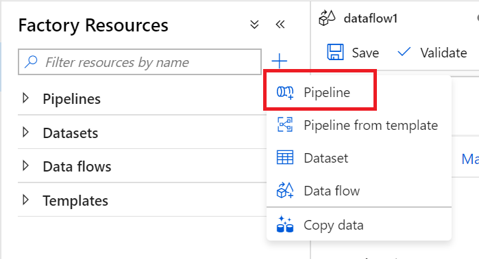 Crea una nuova pipeline.