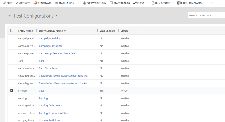 Abilitata la post-configurazione per le tabelle