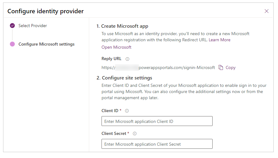 Configurare l'app Microsoft.