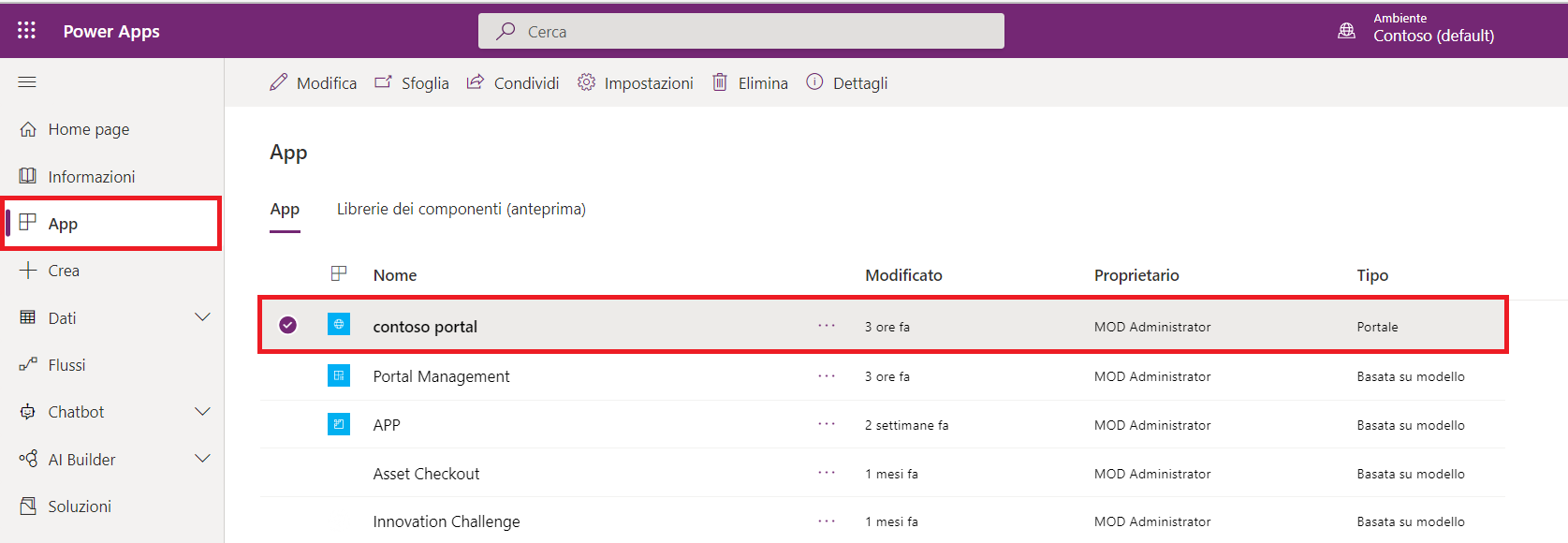 Portale con provisioning.