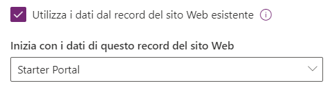 Utilizza il record del sito Web esistente