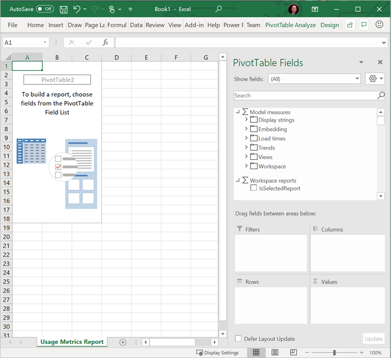 Screenshot della tabella pivot in Excel.