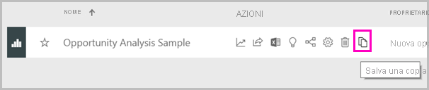 Screenshot di Salva una copia dell'opzione del report.