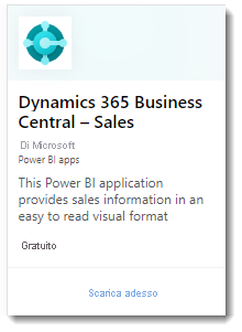 Lo screenshot mostra l’app Web Dynamic 365 Business Central - Sales.