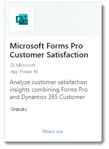 Lo screenshot mostra l’app Web Microsoft Forms Pro Customer Satisfaction.