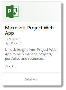 Screenshot che mostra Microsoft Project web app.