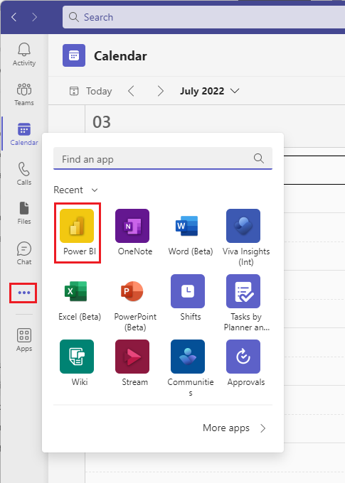 Selezionare Altre app aggiunte e quindi Power BI.