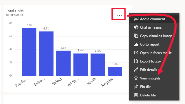 Screenshot di un riquadro che mostra la selezione dei puntini di sospensione evidenziati e la visualizzazione di un menu a discesa con Visualizza informazioni dettagliate evidenziate.