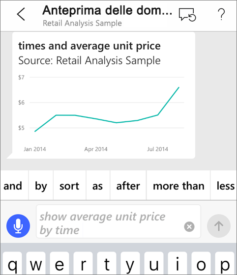 Screenshot di una domanda, che mostra che la registrazione è stata completata.