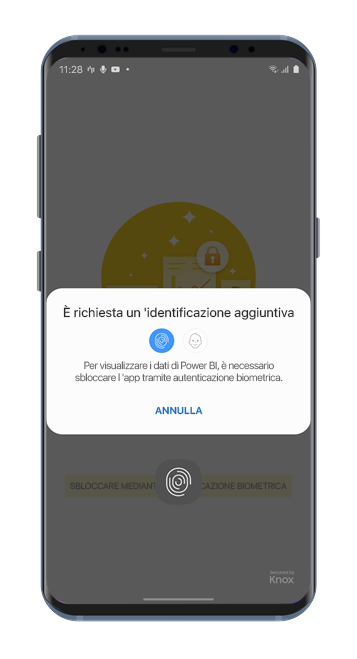 Screenshot che illustra il messaggio È richiesta un'identificazione aggiuntiva su un telefono Android.