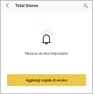 Screenshot della regola di avviso, che non mostra alcun avviso impostato.