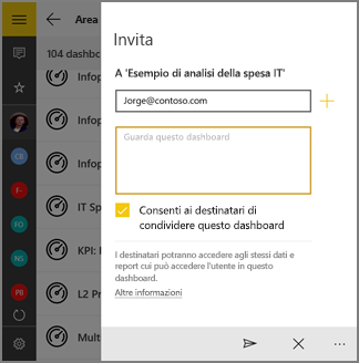 Screenshot della finestra di dialogo Invita un collega.