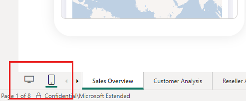 Screenshot che mostra l'interruttore del layout in Power BI Desktop