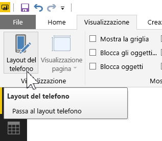 Screenshot del pulsante Layout per dispositivi mobili nel menu Visualizza.