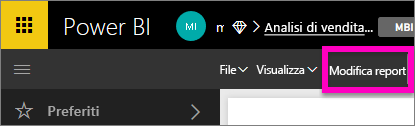 Screenshot che mostra il pulsante Modifica report.