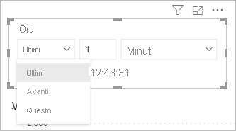 Screenshot che mostra le opzioni del periodo di tempo per una scheda filtro.