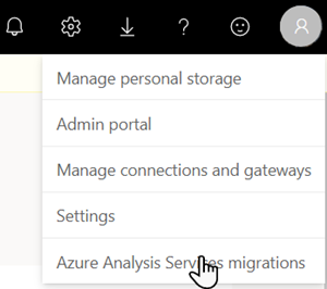 Screenshot che mostra come gestire le migrazioni di Azure AS nel menu delle impostazioni.