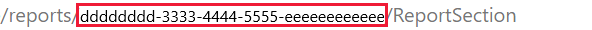Screenshot che mostra il GUID dell'ID del report nell'URL del servizio Power BI
