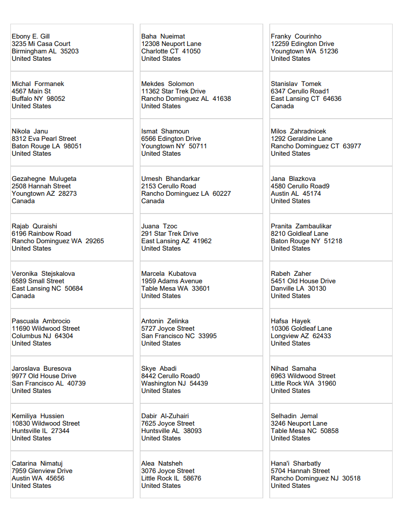 Screenshot delle etichette del report impaginate di Power BI di esempio.