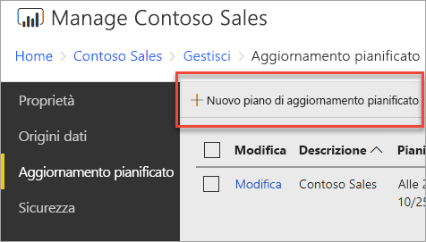 Nuovo piano di aggiornamento pianificato
