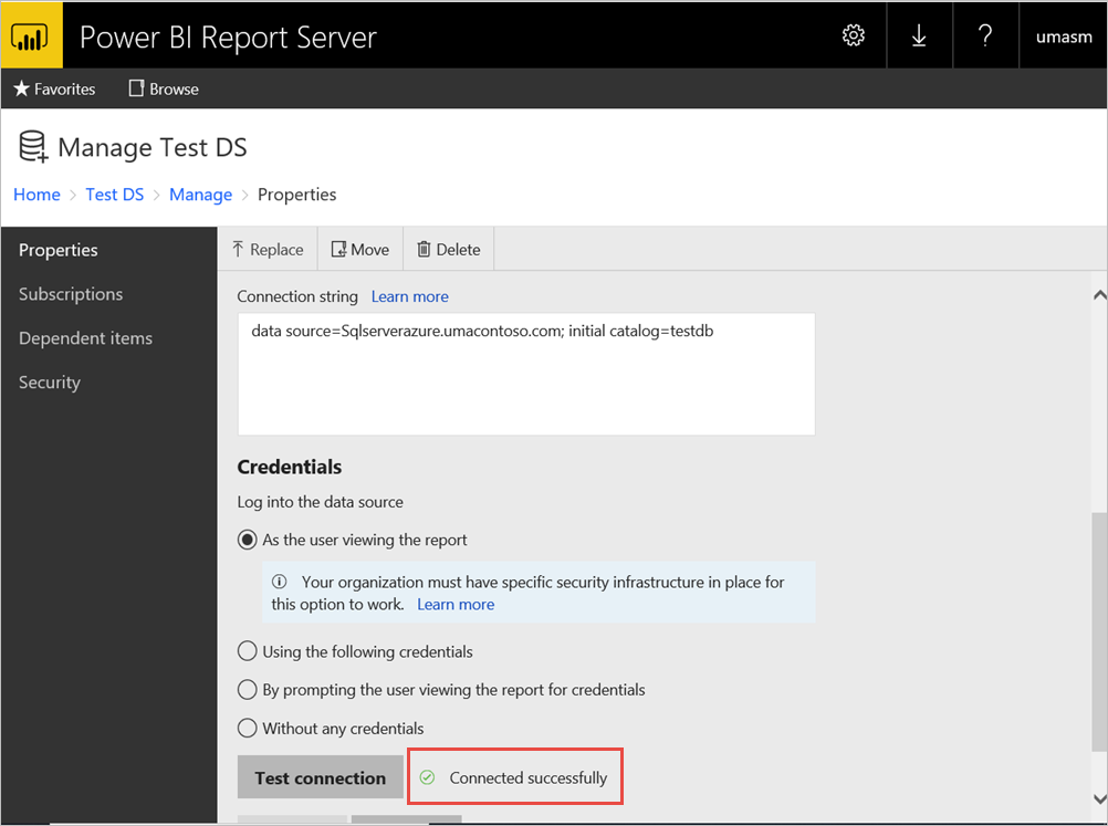 Portale di Server di report di Power BI connesso