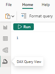 Screenshot dell'icona della visualizzazione query DAX in Power BI Desktop.