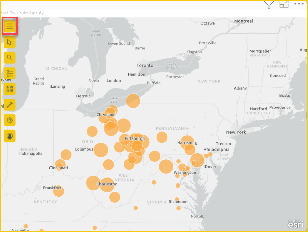 Screenshot che mostra il pulsante Strumenti mappa.