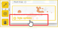 Screenshot che mostra come passare il puntatore sul riquadro per visualizzare il collegamento Style options.