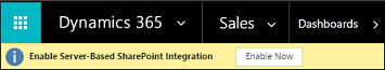 Avviso di abilitazione dell'integrazione di SharePoint basata su server.