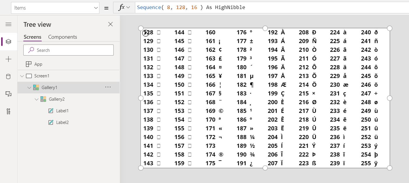 Caratteri ASCII estesi.