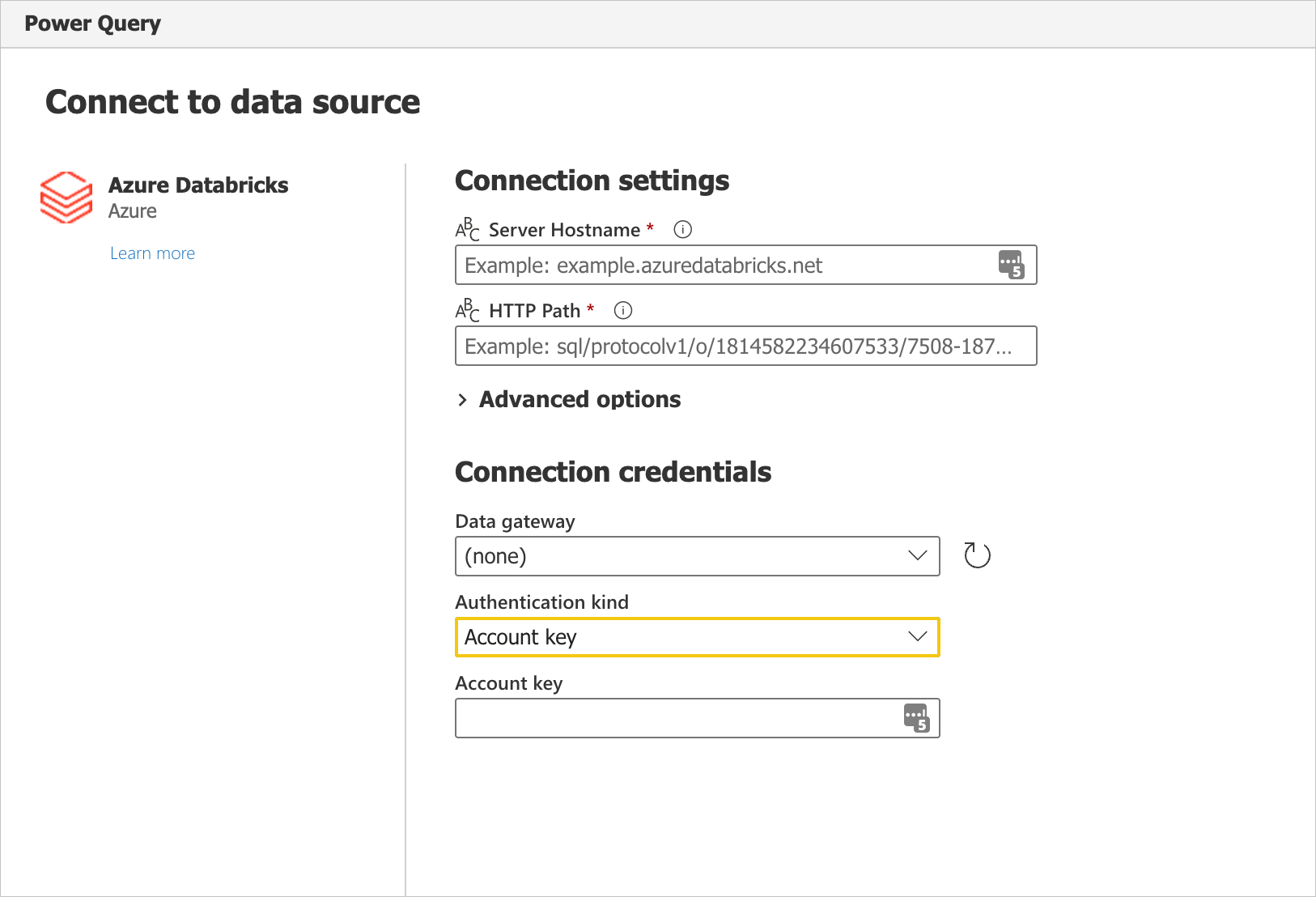 Connessione ion Impostazioni e credenziali.