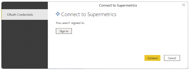 Connessione a Supermetrics.