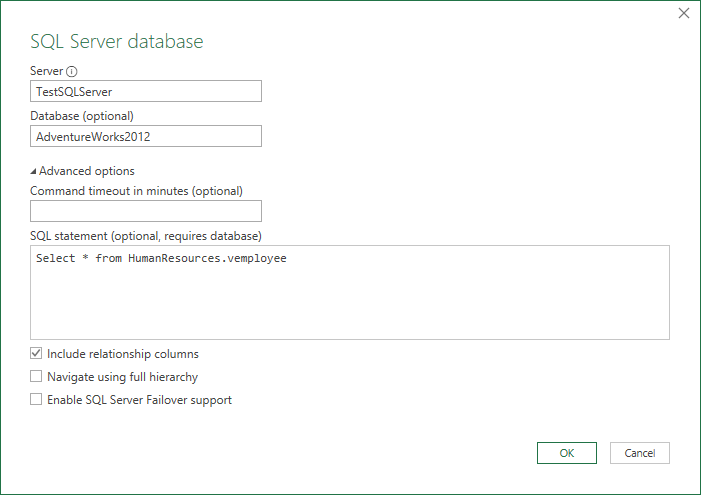 Eseguire query di database native.