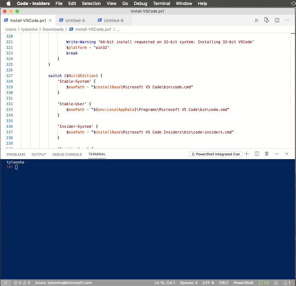 Visualizzazione semplificata di VS Code