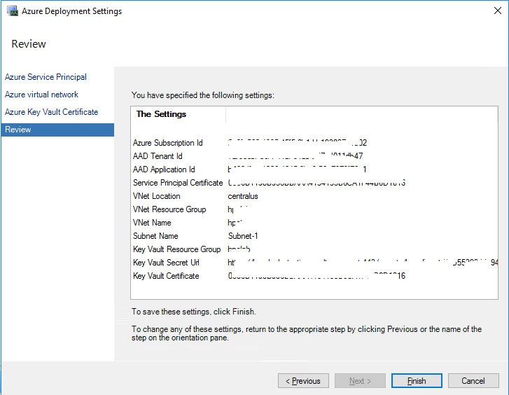 Configurazione guidata distribuzione di Azure