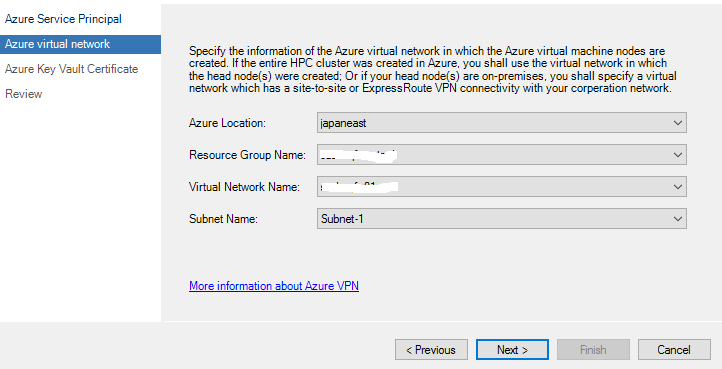 Screenshot mostra la pagina della rete virtuale di Azure in cui è possibile immettere il nome della subnet.