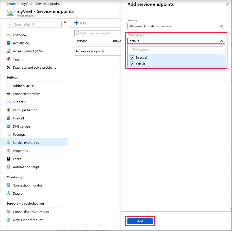 Selezionare la subnet