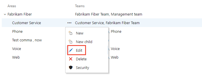 Screenshot of sequence, Open Work>Project Configuration, TFS 2018 and earlier on-premises versions