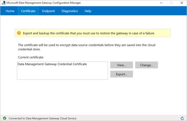 Cambiare il certificato del gateway